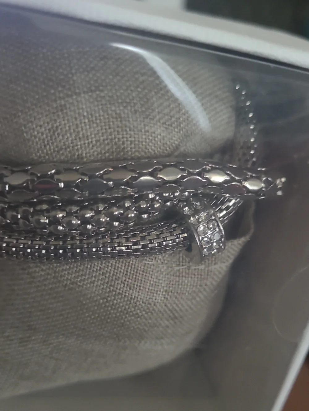 Nicole Miller Silver Multi-Chain Bracelet with Rhinestone Accent